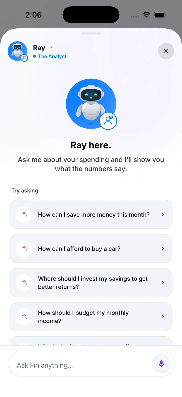 Chat with Ray, the Analyst, with suggested questions